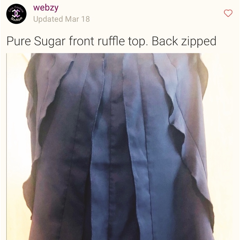 Pure Sugar front ruffle top. Back plain/zipped. Ruffles placed where needed😀😀